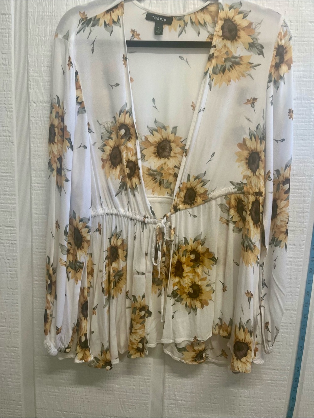 torrid White Sunflower Tie-Waist Peasant Top